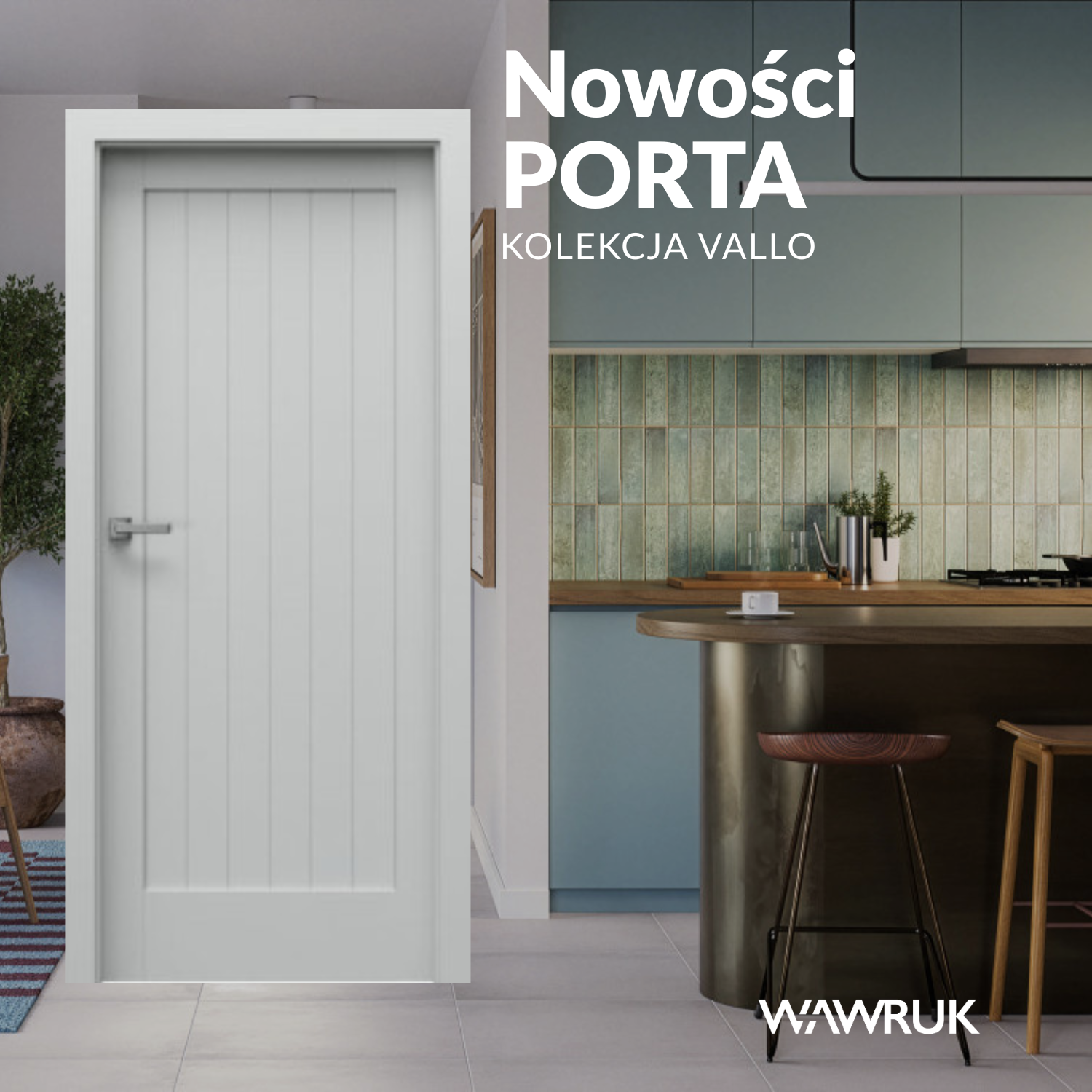PORTA VALLO — model drzwi w aranżacji wnętrza modern rustic
